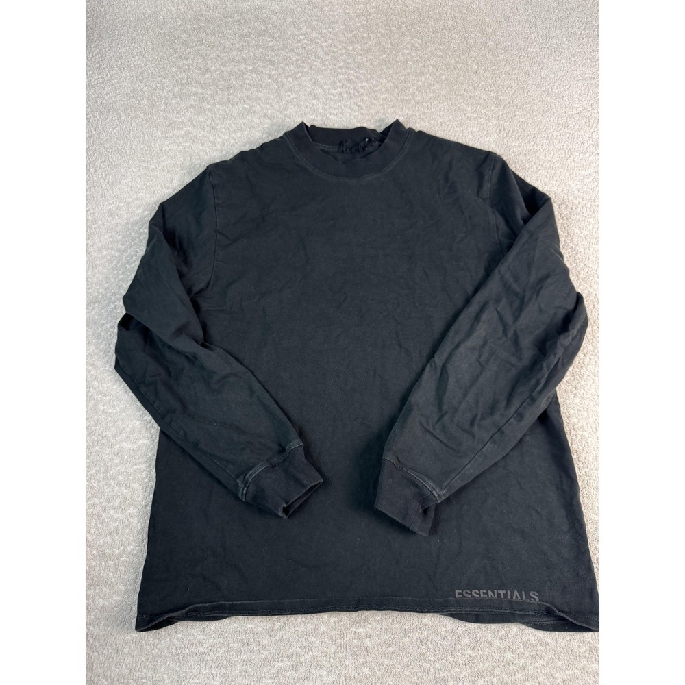 Fear Of God Essentials Shirt Mens Small Black Long Sleeve Logo Tee Streetwear